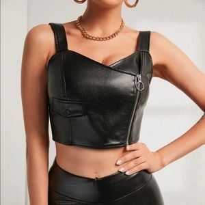 Shein Leather Crop Cami Top
